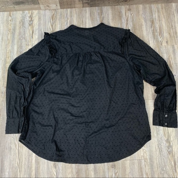 Old Navy Black Swiss Dot Ruffle Sleeve Blouse Size XXL Tall - Picture 10 of 11